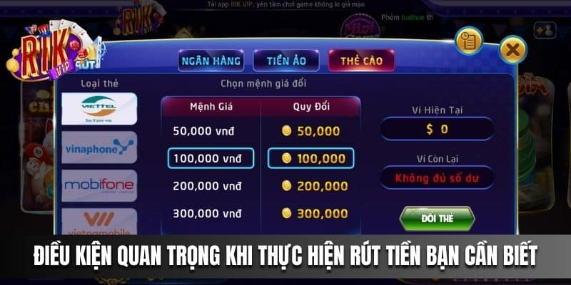 Điều kiện quan trọng khi thực hiện rút tiền bạn cần biết